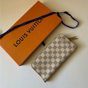 Louis Vuitton Beige and White Checkered Wallet